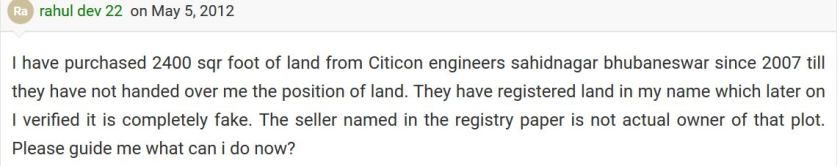 Citicon Engineers ltd land forgery
